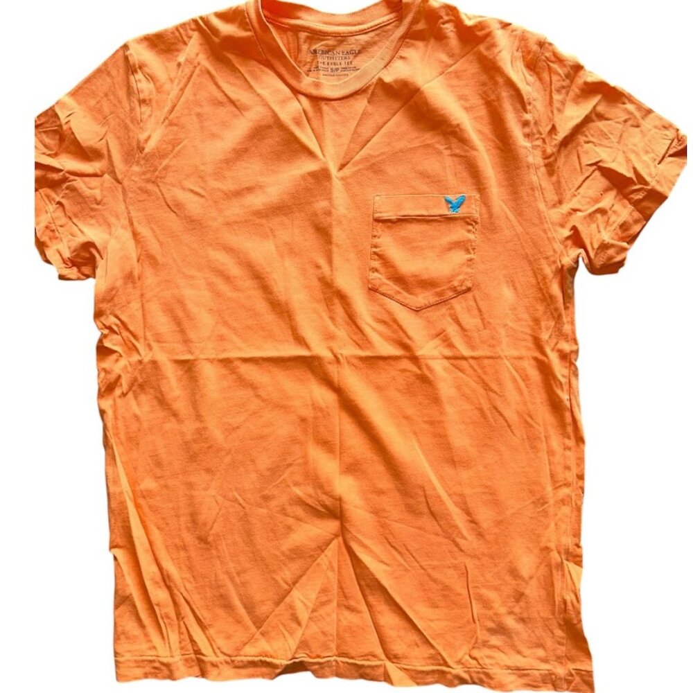 Men's Orange American Eagle "The Eagle Tee" Short Sleeve Shirt Size Small